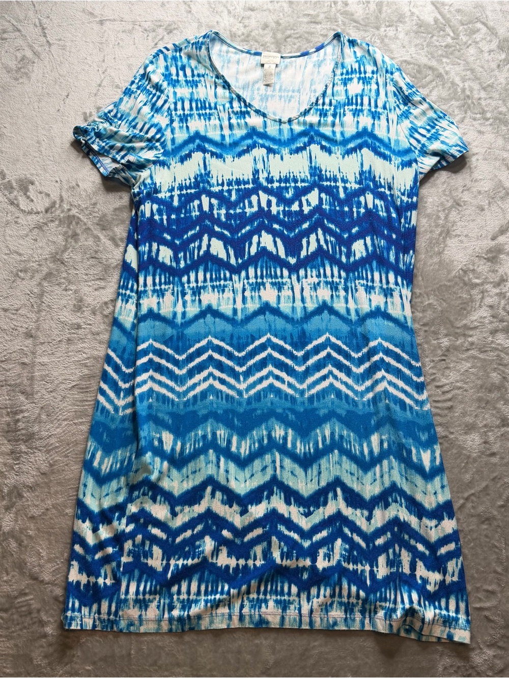 Chico’s Blue Tie-Dye Chevron V-Neck Casual Dress